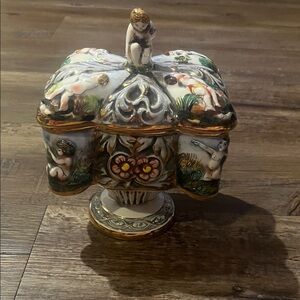 Capodimonte Ceramic Box with Cherub Design